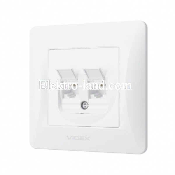 Розетка CAT6+CAT6 двойная компьютерная белая Videx Binera 